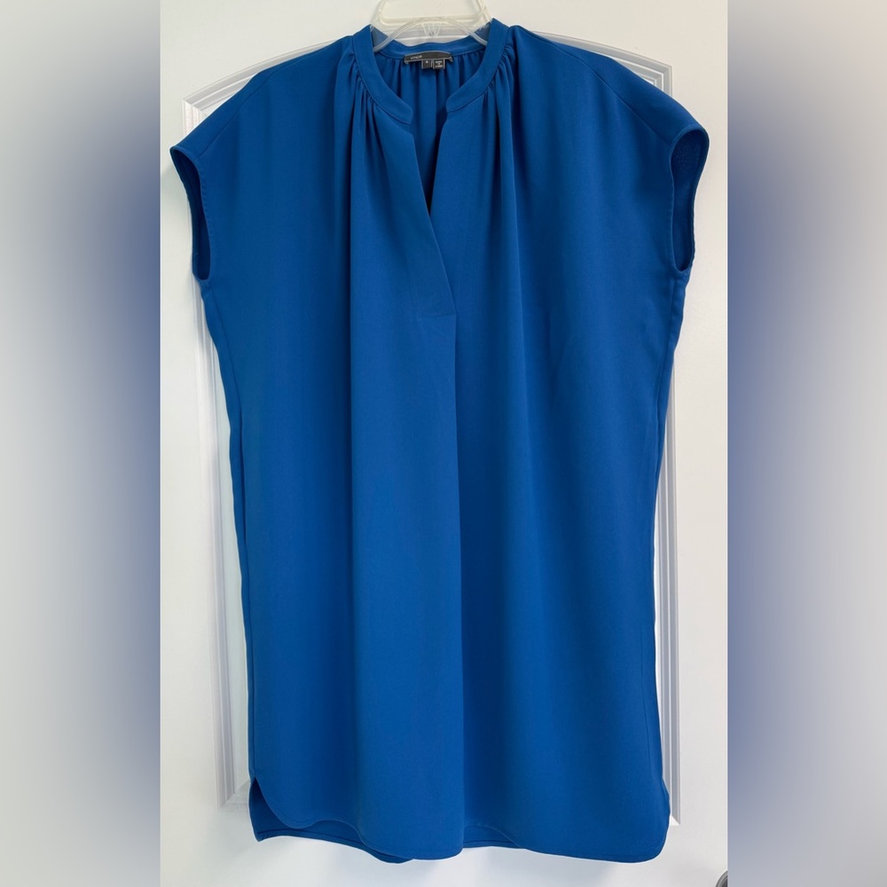 Vince Blue Popover Poplin Dress Sz Small Flaw - Picture 2 of 10